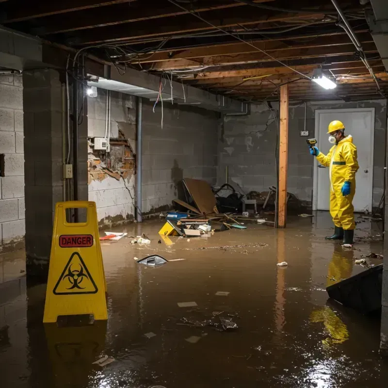 Flooded Basement Electrical Hazard in Newton, IA Property